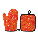 Salmon Roe Print Oven Mitt And Pot Holder Set