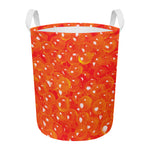 Salmon Roe Print Round Laundry Basket
