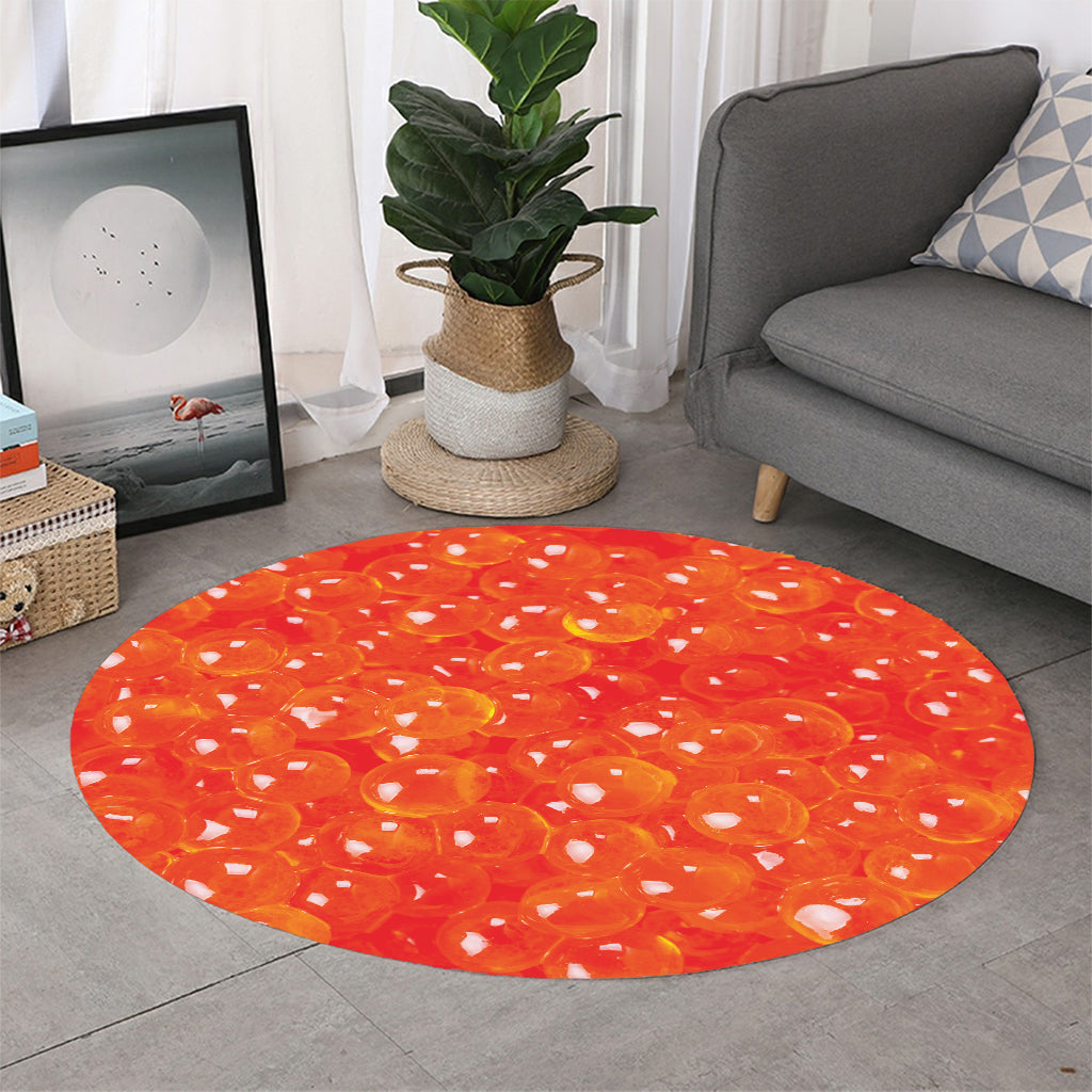 Salmon Roe Print Round Rug