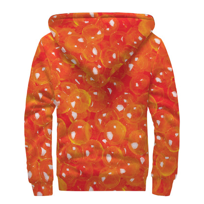 Salmon Roe Print Sherpa Lined Zip Up Hoodie