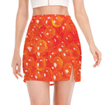 Salmon Roe Print Side Slit Mini Skirt
