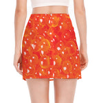 Salmon Roe Print Side Slit Mini Skirt