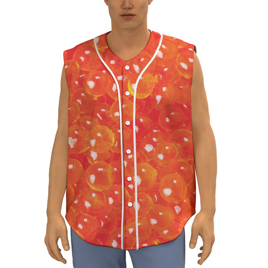 Salmon Roe Print Sleeveless Baseball Jersey