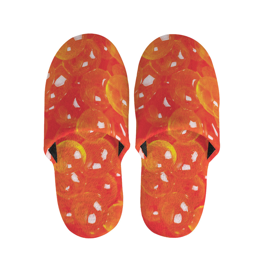 Salmon Roe Print Slippers