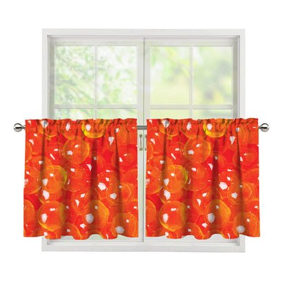 Salmon Roe Print Tier Curtains