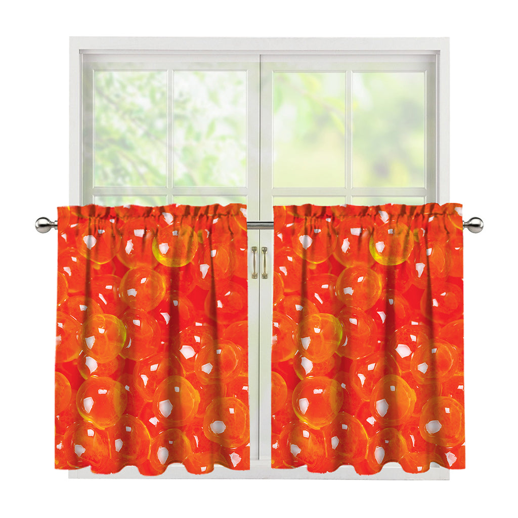 Salmon Roe Print Tier Curtains