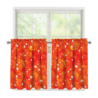 Salmon Roe Print Tier Curtains