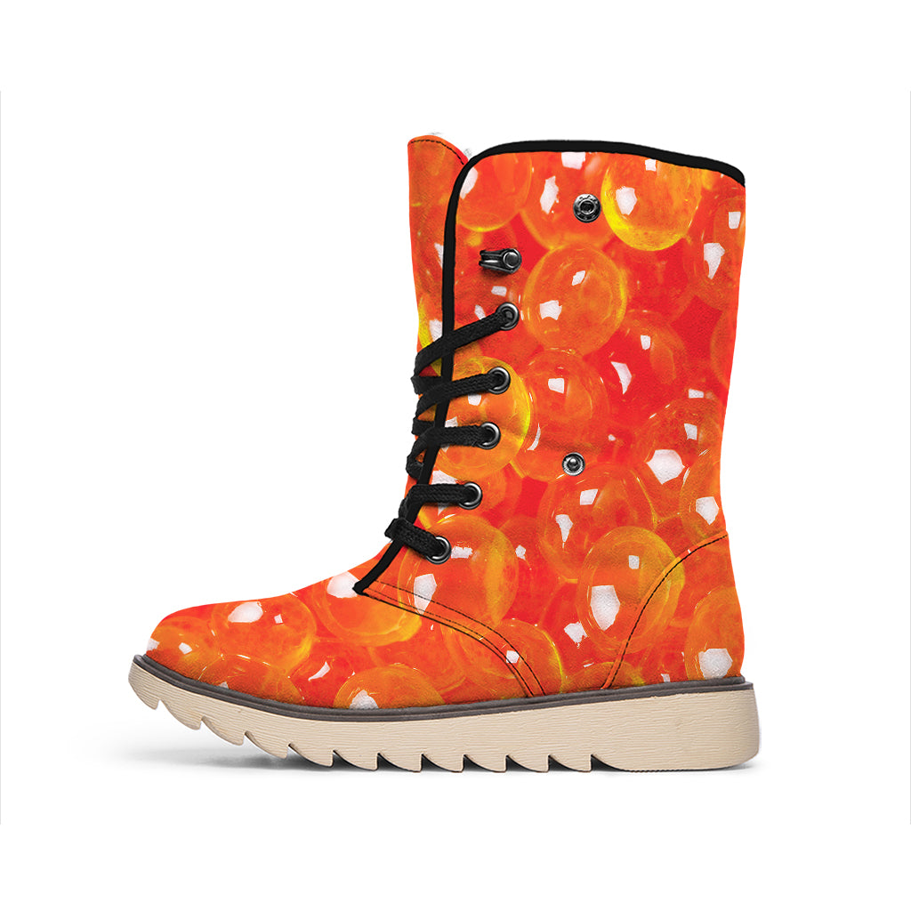 Salmon Roe Print Winter Boots