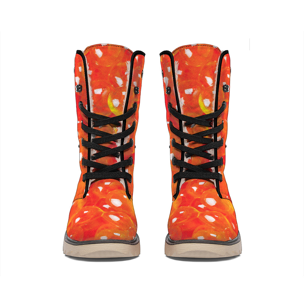 Salmon Roe Print Winter Boots