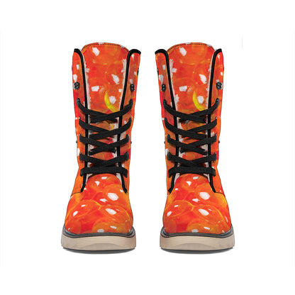 Salmon Roe Print Winter Boots