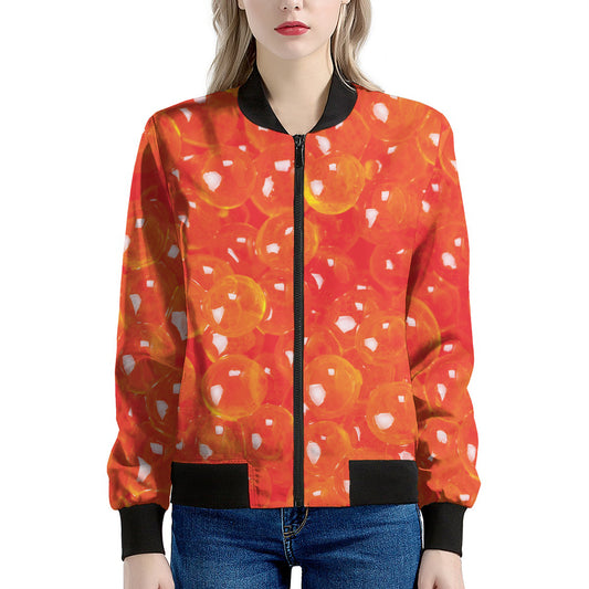 Salmon Roe Print Women's Bomber Jacket