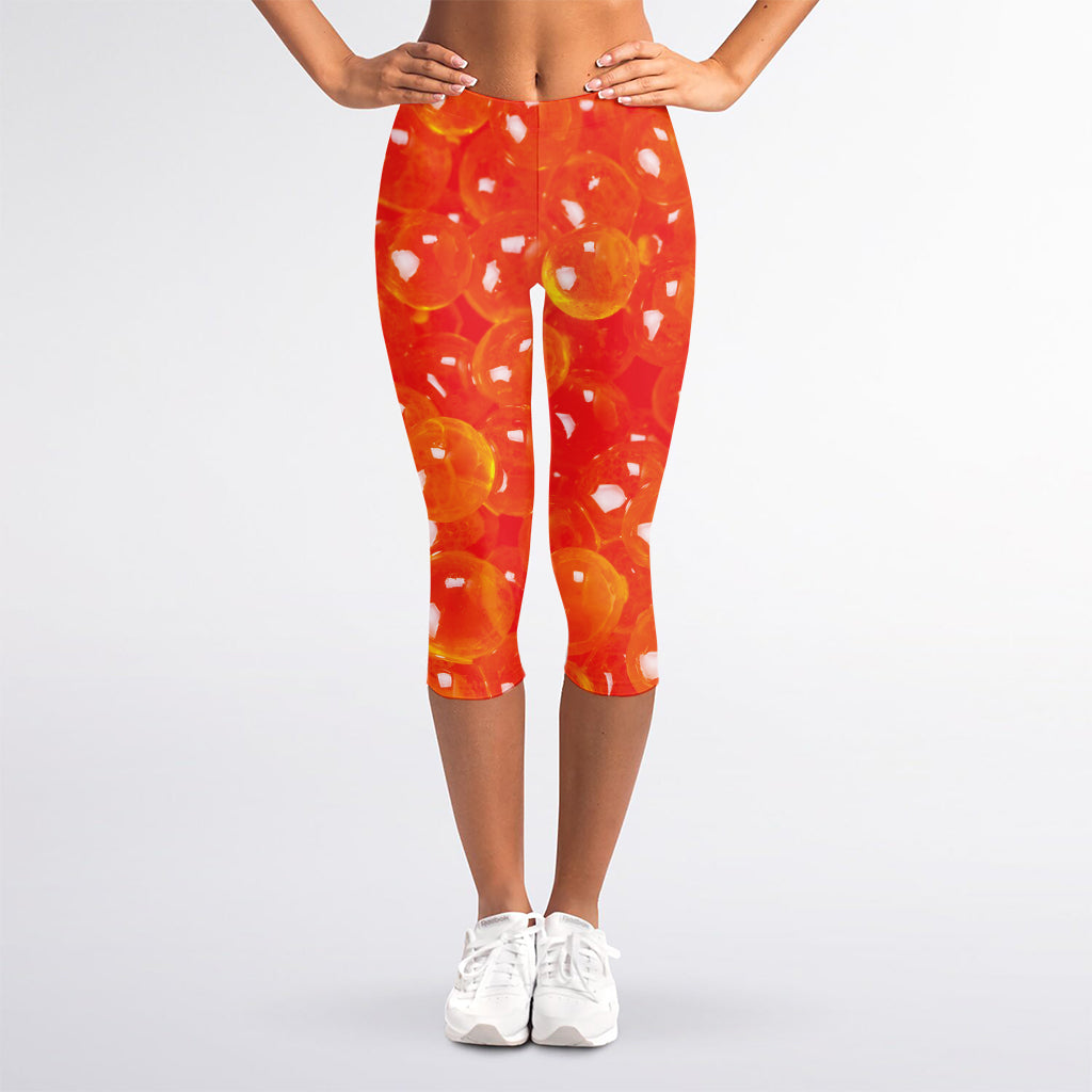 Salmon Roe Print Women's Capri Leggings