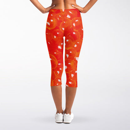 Salmon Roe Print Women's Capri Leggings