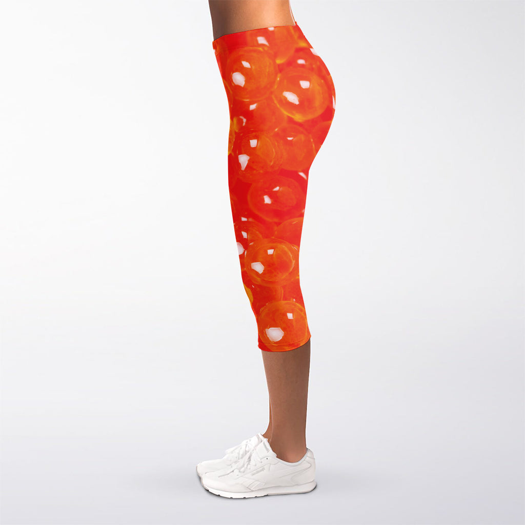 Salmon Roe Print Women's Capri Leggings