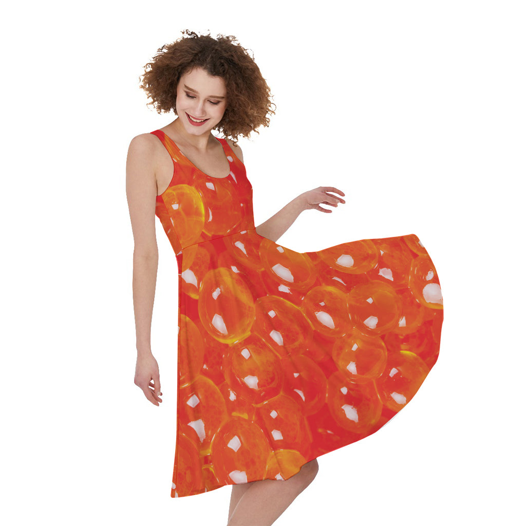 Salmon Roe Print Women's Sleeveless Dress