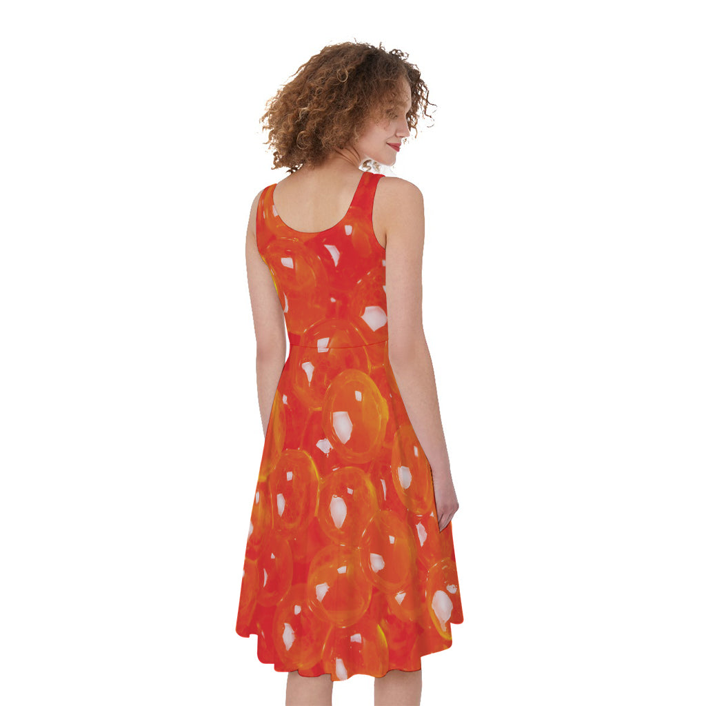 Salmon Roe Print Women's Sleeveless Dress