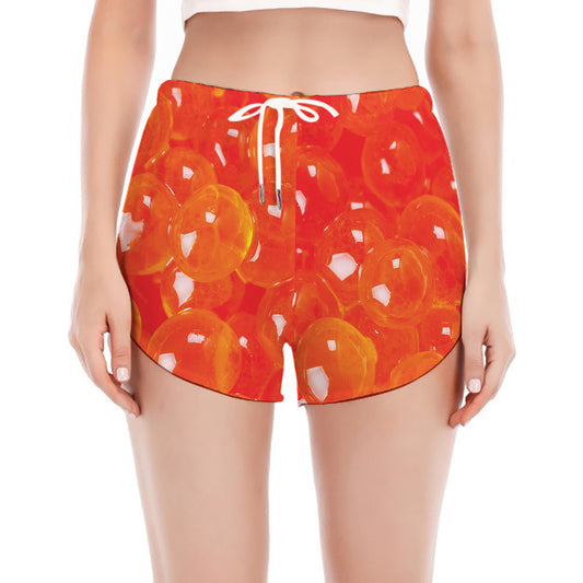 Salmon Roe Print Women's Split Running Shorts
