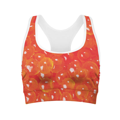 Salmon Roe Print Women's Sports Bra