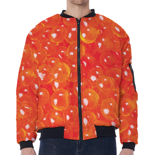 Salmon Roe Print Zip Sleeve Bomber Jacket