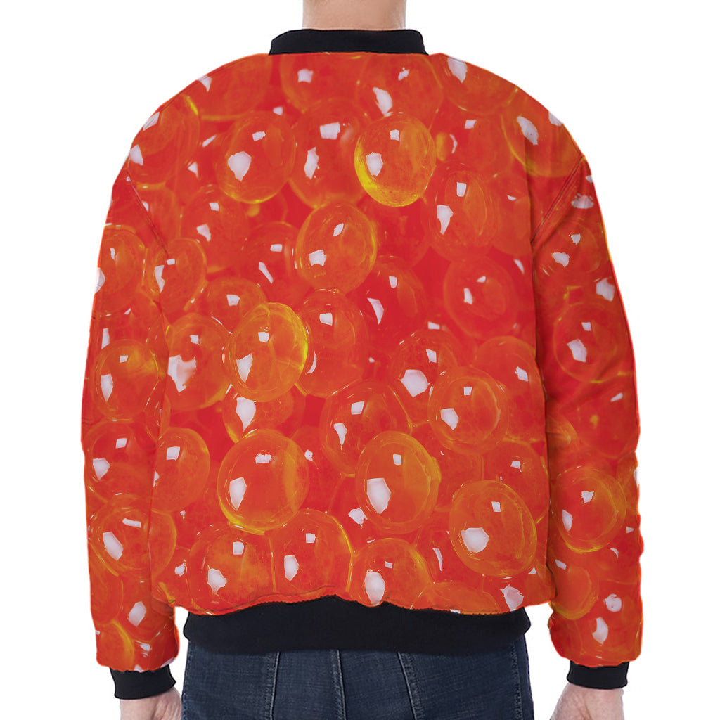 Salmon Roe Print Zip Sleeve Bomber Jacket