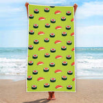 Salmon Sushi And Rolls Pattern Print Beach Towel