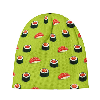 Salmon Sushi And Rolls Pattern Print Beanie