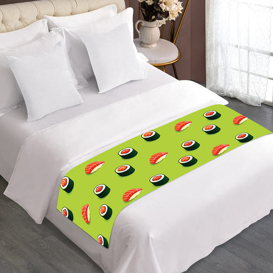 Salmon Sushi And Rolls Pattern Print Bed Runner