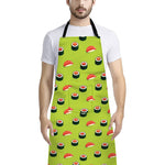 Salmon Sushi And Rolls Pattern Print Bib Apron With Pocket