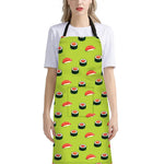 Salmon Sushi And Rolls Pattern Print Bib Apron With Pocket