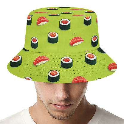 Salmon Sushi And Rolls Pattern Print Bucket Hat