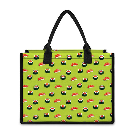 Salmon Sushi And Rolls Pattern Print Canvas Tote Bag