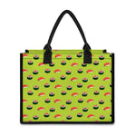 Salmon Sushi And Rolls Pattern Print Canvas Tote Bag