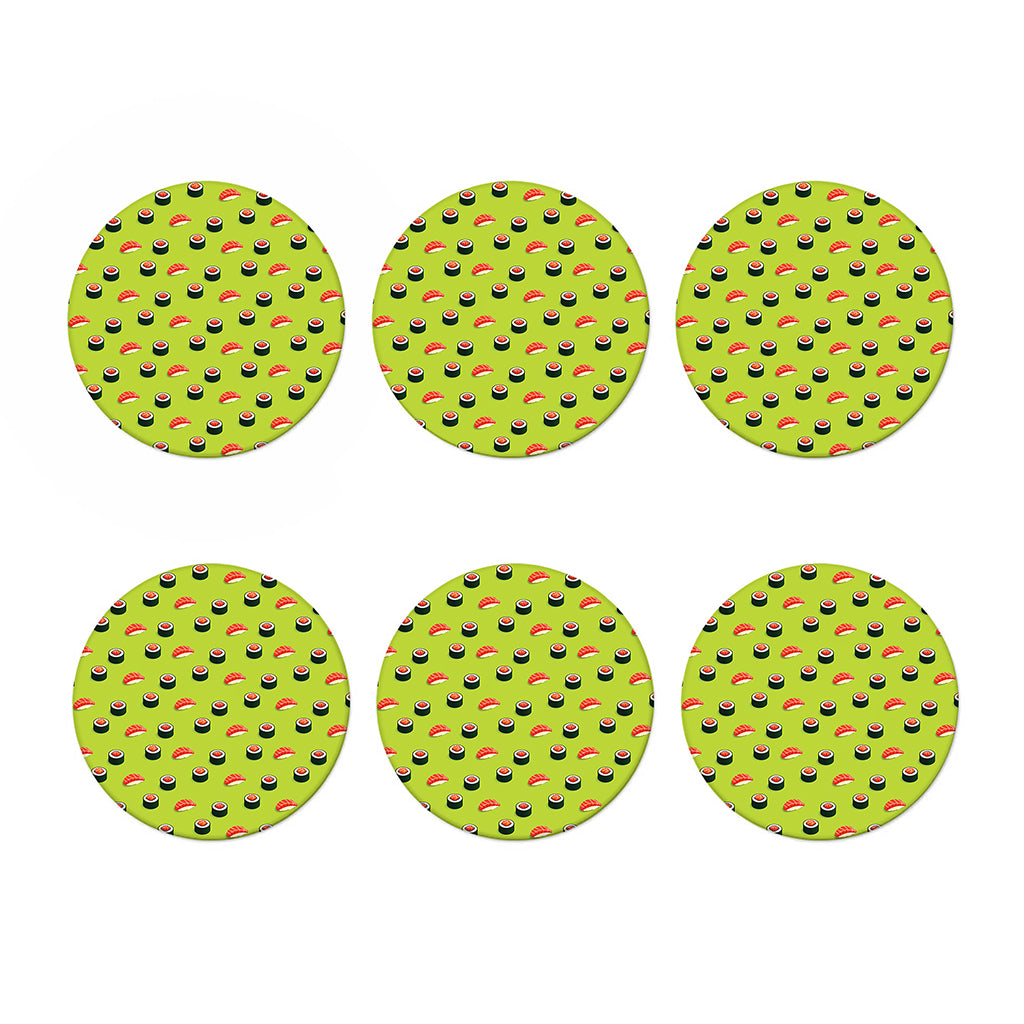 Salmon Sushi And Rolls Pattern Print Coaster Set