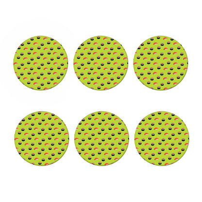 Salmon Sushi And Rolls Pattern Print Coaster Set