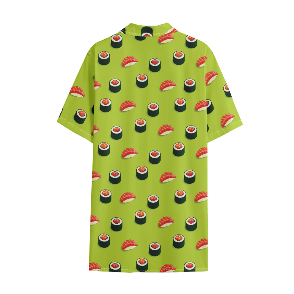 Salmon Sushi And Rolls Pattern Print Cotton Hawaiian Shirt