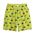 Salmon Sushi And Rolls Pattern Print Cotton Shorts