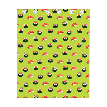 Salmon Sushi And Rolls Pattern Print Curtain