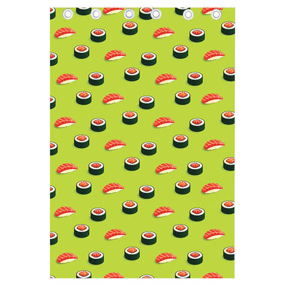 Salmon Sushi And Rolls Pattern Print Curtain