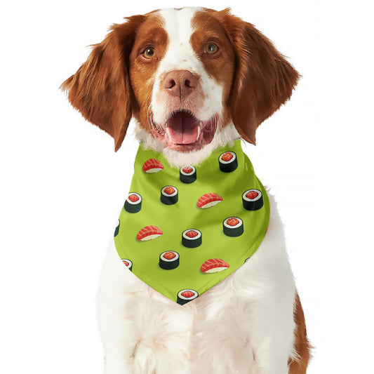 Salmon Sushi And Rolls Pattern Print Dog Bandana
