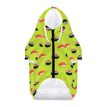 Salmon Sushi And Rolls Pattern Print Dog Zip Up Hoodie