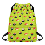 Salmon Sushi And Rolls Pattern Print Drawstring Backpack