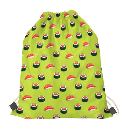 Salmon Sushi And Rolls Pattern Print Drawstring Bag