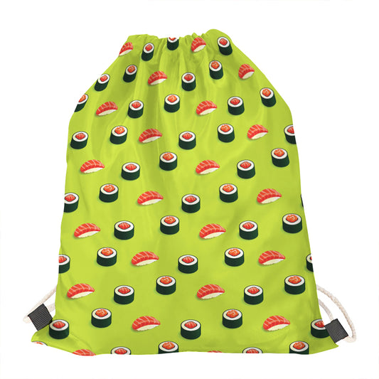 Salmon Sushi And Rolls Pattern Print Drawstring Bag