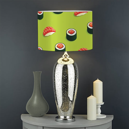 Salmon Sushi And Rolls Pattern Print Drum Lamp Shade