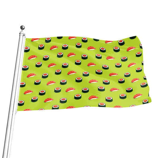 Salmon Sushi And Rolls Pattern Print Flag