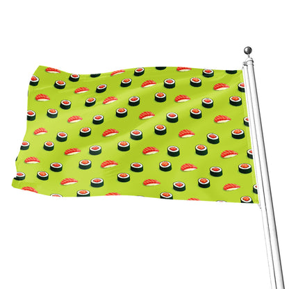Salmon Sushi And Rolls Pattern Print Flag