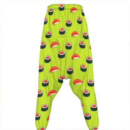 Salmon Sushi And Rolls Pattern Print Hammer Pants