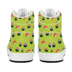 Salmon Sushi And Rolls Pattern Print High Top Leather Sneakers