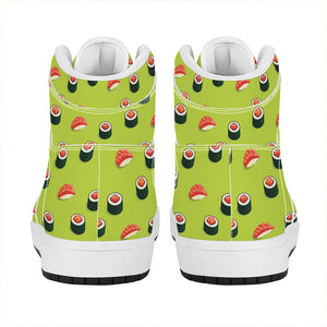 Salmon Sushi And Rolls Pattern Print High Top Leather Sneakers