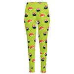 Salmon Sushi And Rolls Pattern Print High-Waisted Pocket Leggings